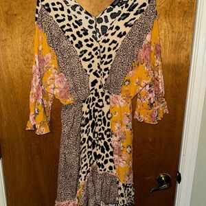 Leopard and Floral Print Women's Dress